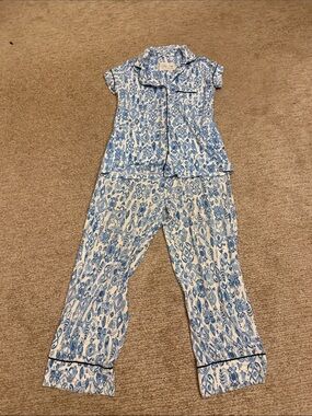 Cat’s Pajamas Women’s Blue Paisley Sleep Pajama Pants top set - XS stretch